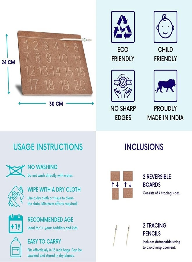 CRYA Hindi Educational Tracing Wooden Board for Kids | Handwriting, Counting and Learning Montessori Slates | Reversible Set of 2 Puzzles (Hindi Varanmala and Hindi Numbers) - Image 5
